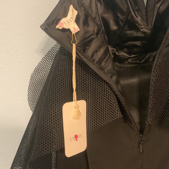 NWT L'ATISTE By Amy Womens Size S Mesh Peplum Strapless Maxi Black Tulip Dress - Picture 7 of 10